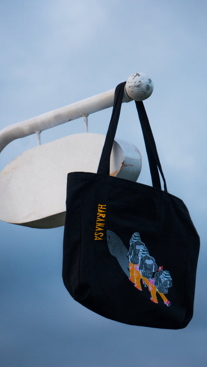 HARANASA Embroidered Tote Bag [Black]